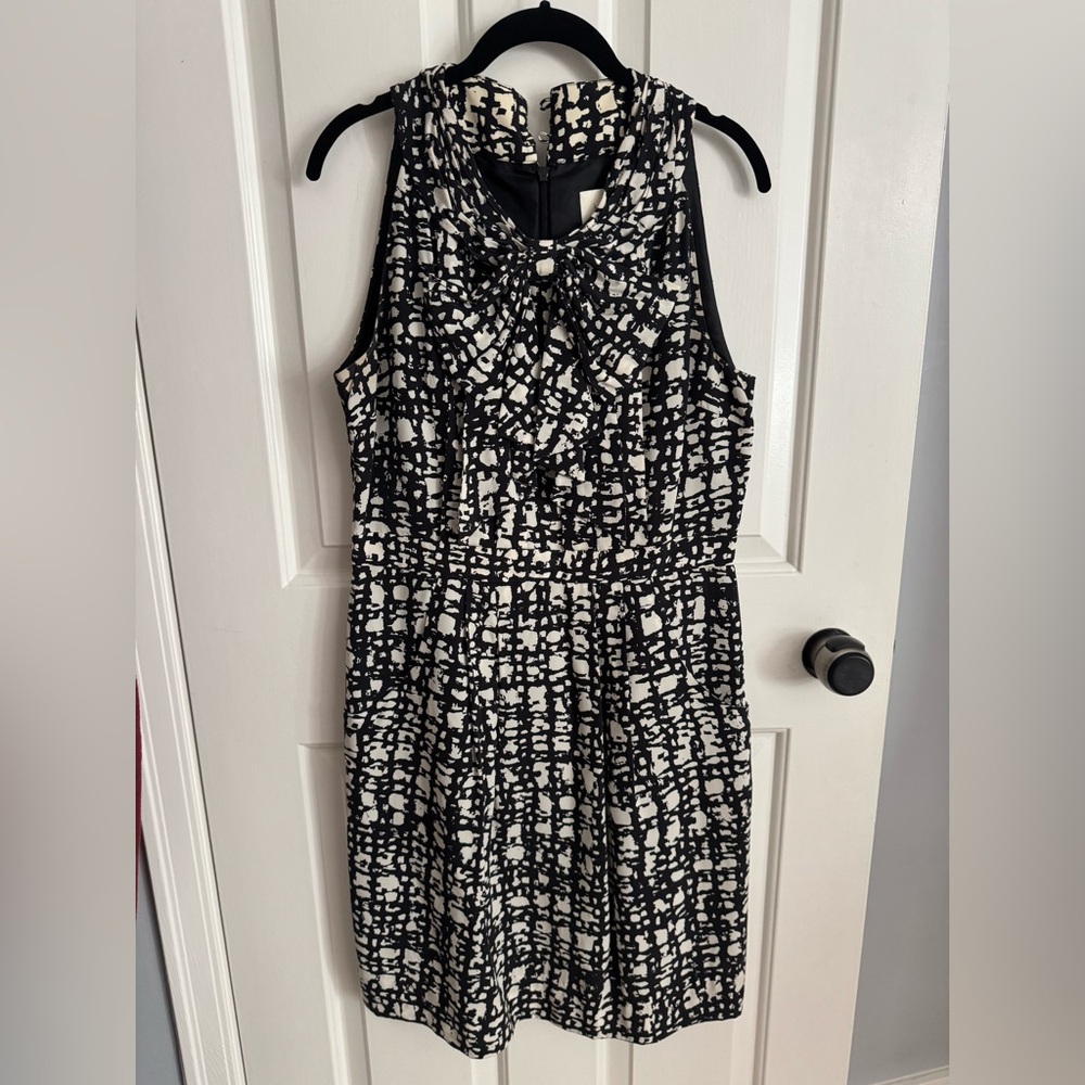 Kate Spade Black and White Abstract Midi Dress